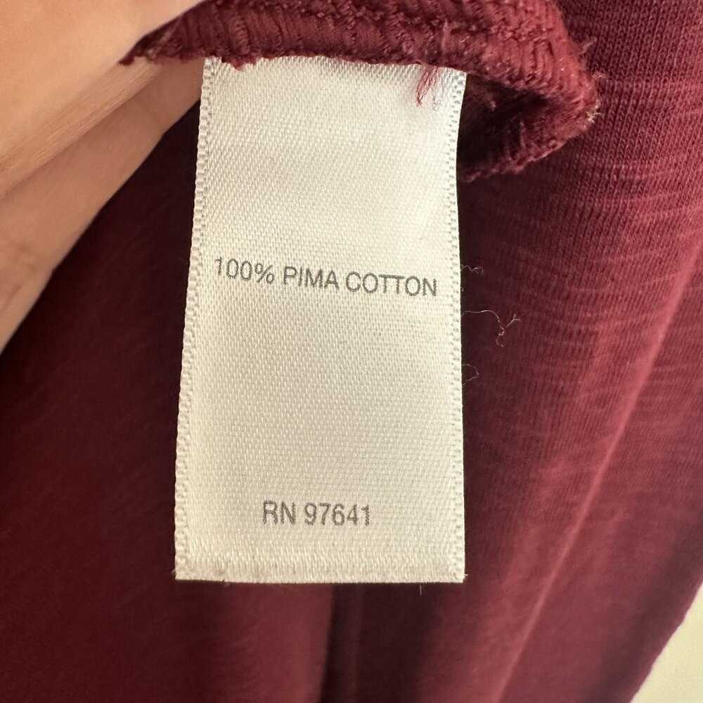 J Jill 100% Pima Cotton Cowl Neck Tunic Top Women L Red Maroon Minimalist Luxur - Picture 3 of 6